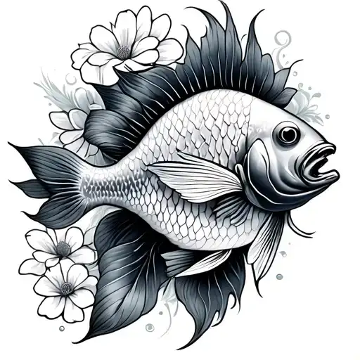 Loto Fish And Flowers