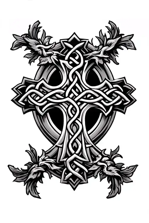 Welsh Sleeve Tattoo Featuring Celtic Cross