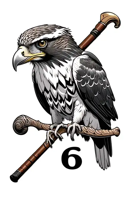 Hawk With A Cane And The Number 6