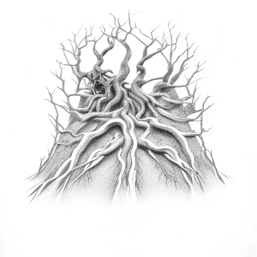 Tree With Roots As Devils Face