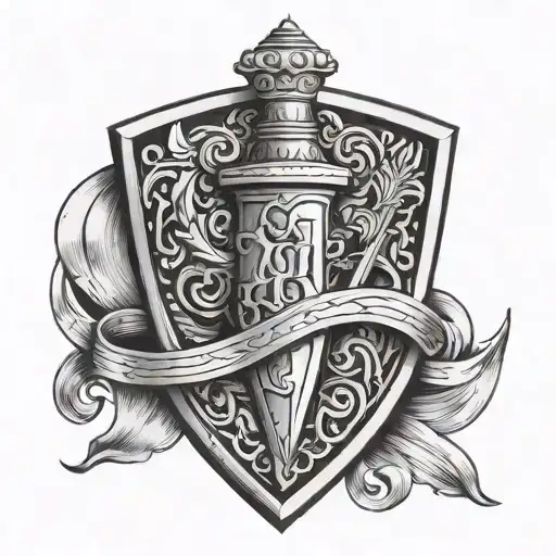 Dagger Going Through A Shield With Ab Initials Inside