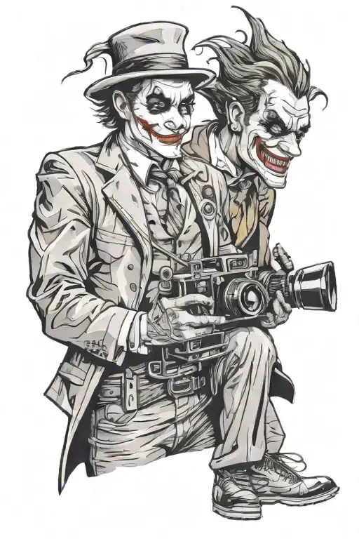 Joker And Batman Holding A Camera