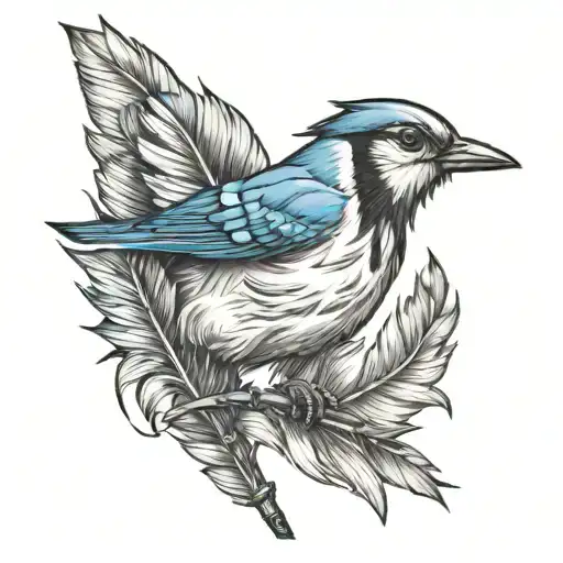 Jesus And Blue Jay Feathers