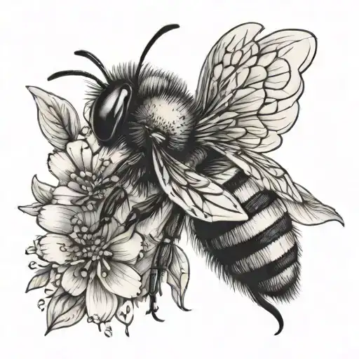 Bee With Floral Wings Spread
