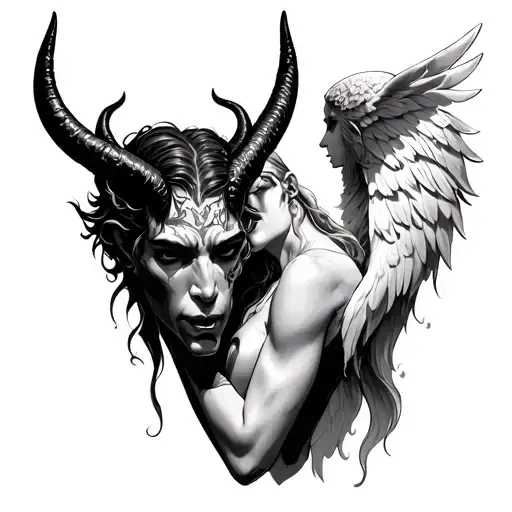 Devil And Angel Talking To The Ear
