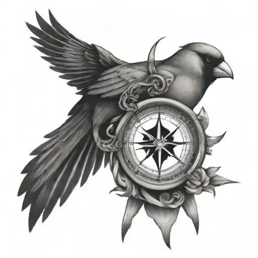Anchor Compass Rose Cardinal Perched