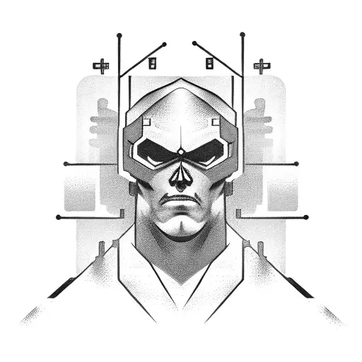 A Hacker Symbol Intertwined With A Muscular Bodybuilder Silhouette