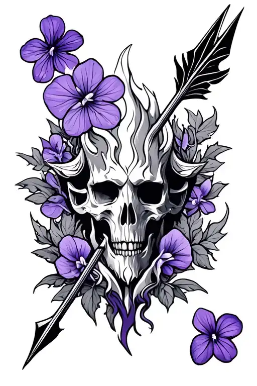 Sagitarrius Fire Arrow Surrounded By Violets