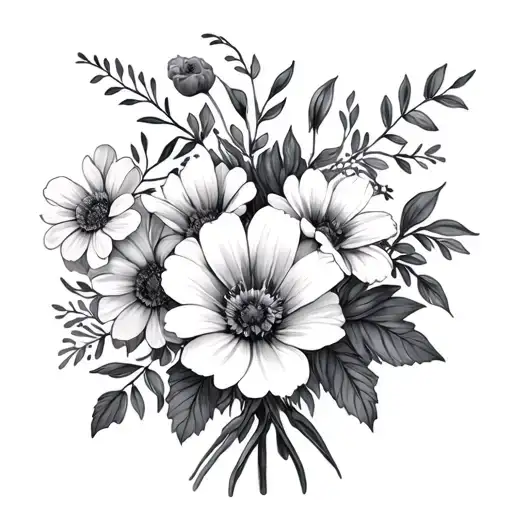 February March April May December Birth Flowers In A Bouquet