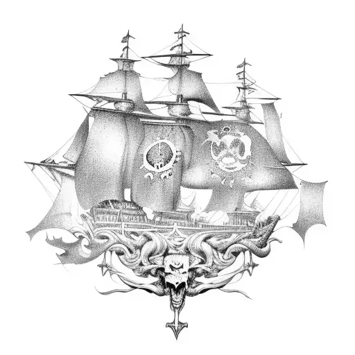 Pirate Ship In The Style Of Stanislaw Szukalski