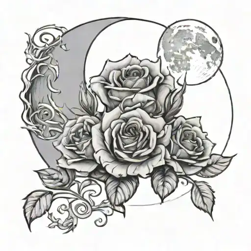 Rotten Roses With Moon In Back
