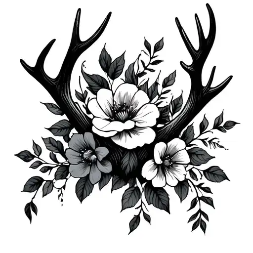 Flowers Vine Wrapping With Antlers