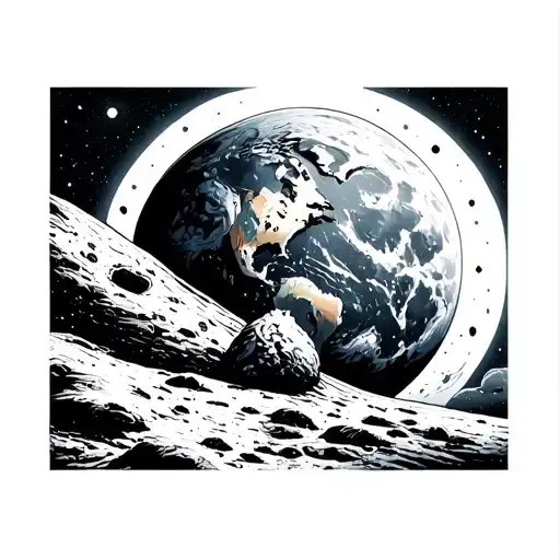 Astraunot On Moon Looking At Earth