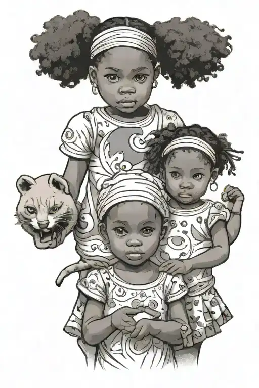 2 Little African American Girl Holding