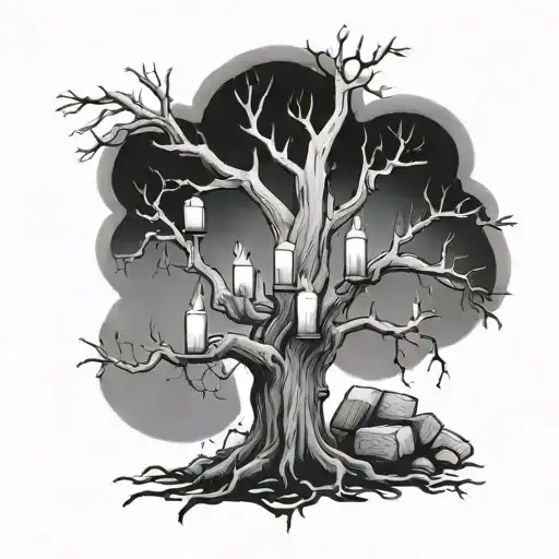 Dead Tree With Candles On It