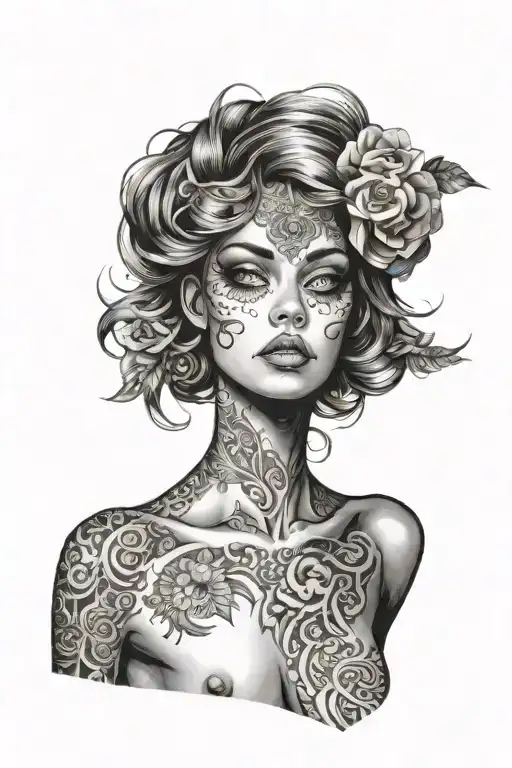 Dark Style White Eye Nude Woman