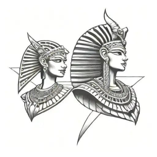 Egyptian Goddess Power Symbols Intertwined