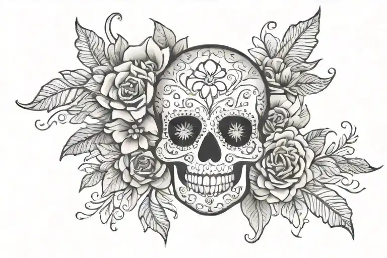 Sugar Skull Flowers Lace Like Patterns