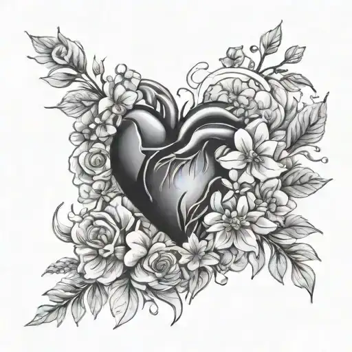 Heart With Birth Flower Bouquet