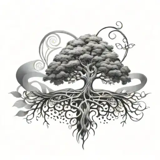 Tree Of Life With Dna Helix And Roots