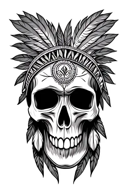 Featherd Indian Skull