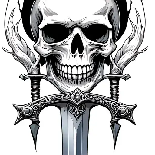 Skull With Deadric Sword Stuck