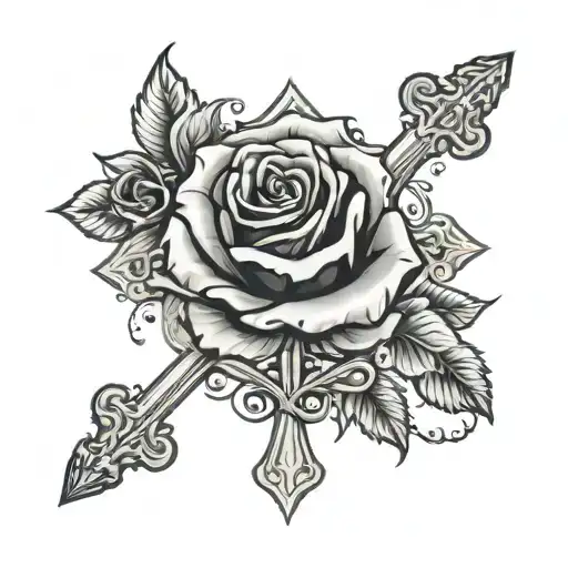 Cross And Rose Surrounded Being Thrown Nd