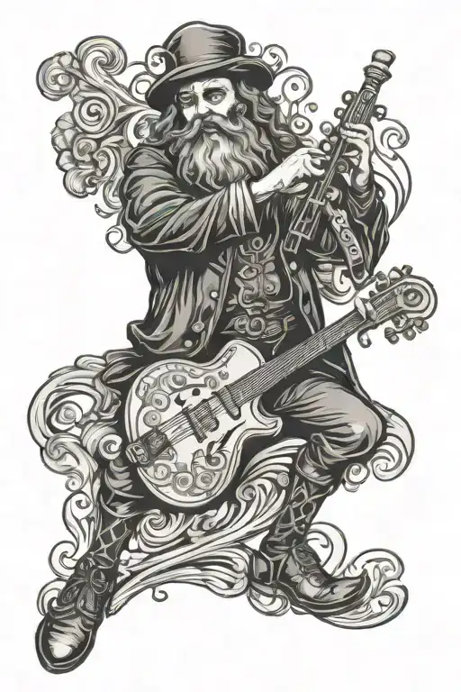 Irish Bard Playing A Magical Instrument