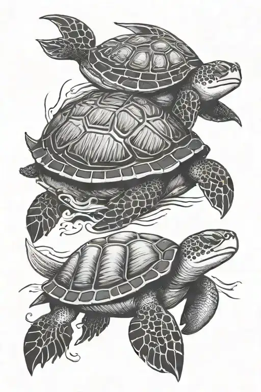 Polynesian Turtle On Top Of A Polynesian Manta Ray On Top Of A Polynesian Whale Shark