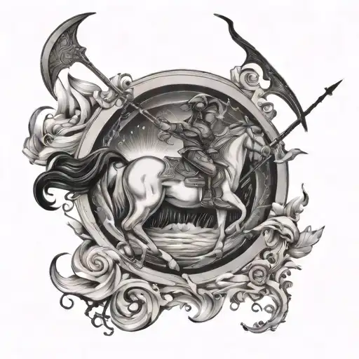 Sagittarius Zodiac Sign Surrounded By Water