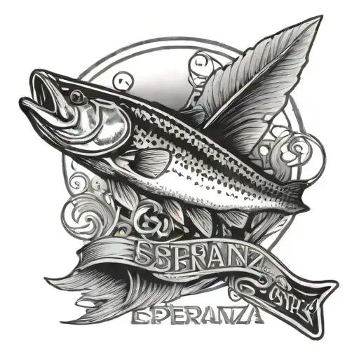 The Word Esperanza In A Fly Fishing Line Spelled Out In The Line Of The Rod And Trout