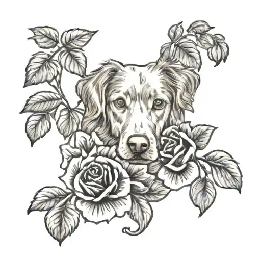 Nova Scotia Duck Toller Dog Rose And Paw Print Surrounded