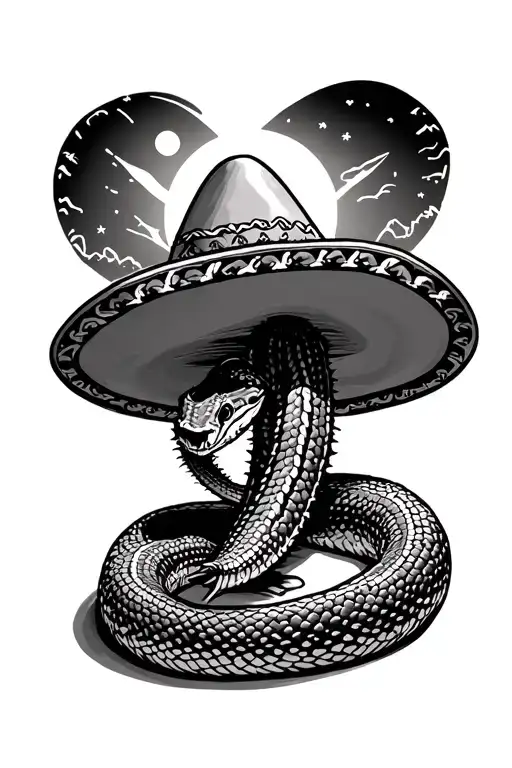 Cactus Sombrero Rattlesnake Moonlight