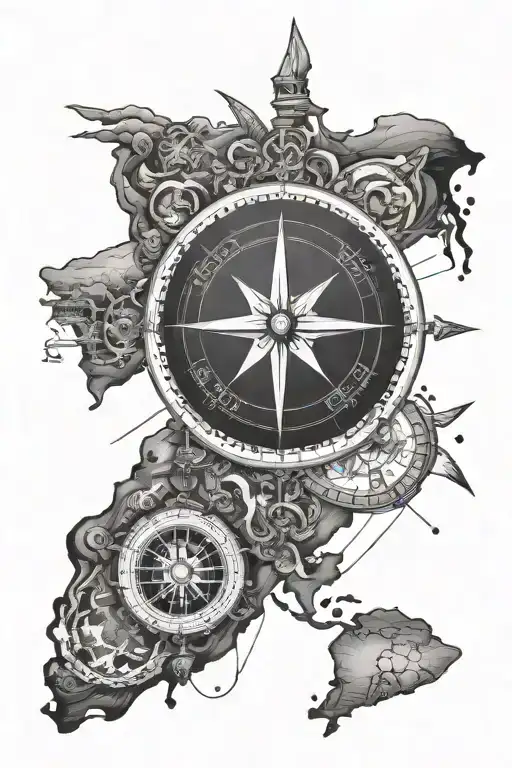 Compass Surrounded By Africa Side