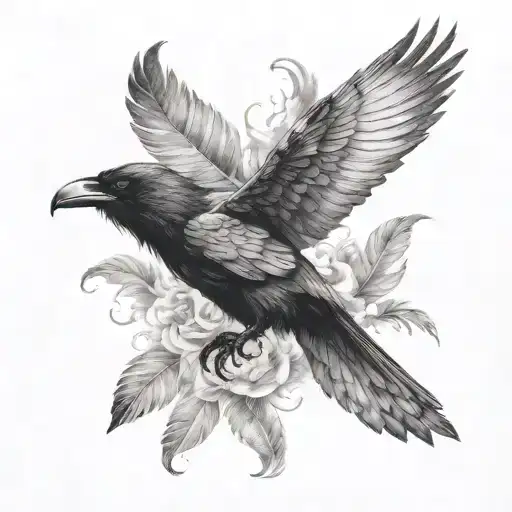 Feather Turning Into A Raven With Smoke Rising