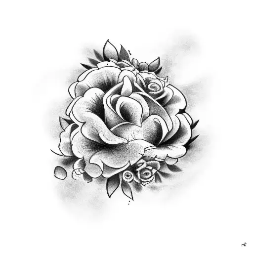 Black And Grey Floral Tattoo Forearm With A Dog Paw