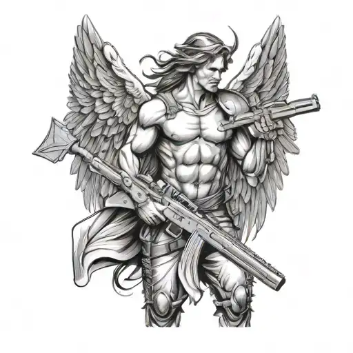 Angel Warrior Holding A Rifle