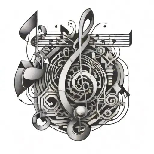 A Training Montage Featuring Music Notes And Symbols Intertwined With Geometric Patterns