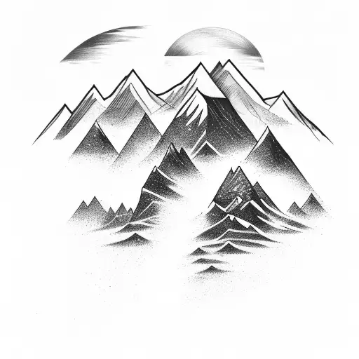 Mountain Range With Waterfall