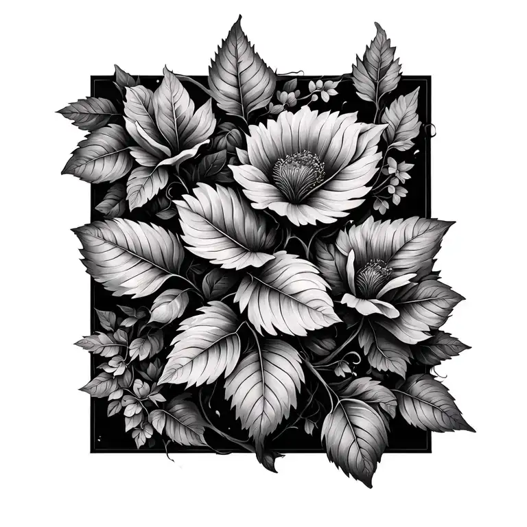 Vine Wrapping With Big Leaves And Small Flowers