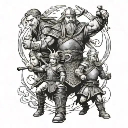 Wikinger Und 3 Kids Playing