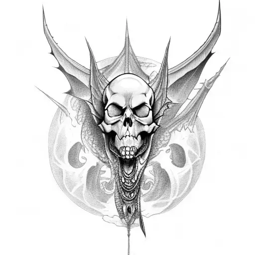 Epic Dragon And Skull Upper Arm