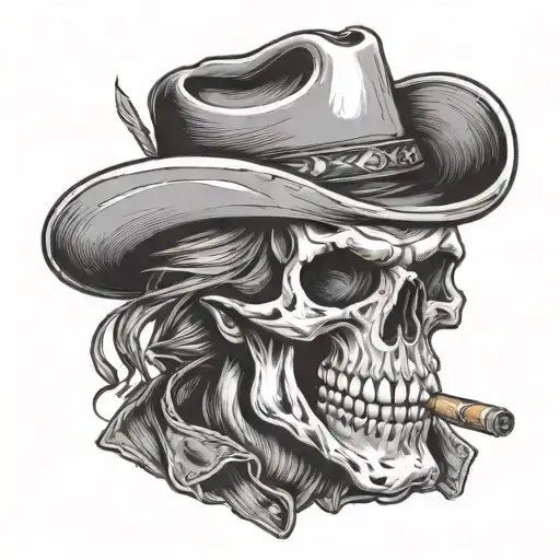 Cowboy Skull With A Cigar In Mouth