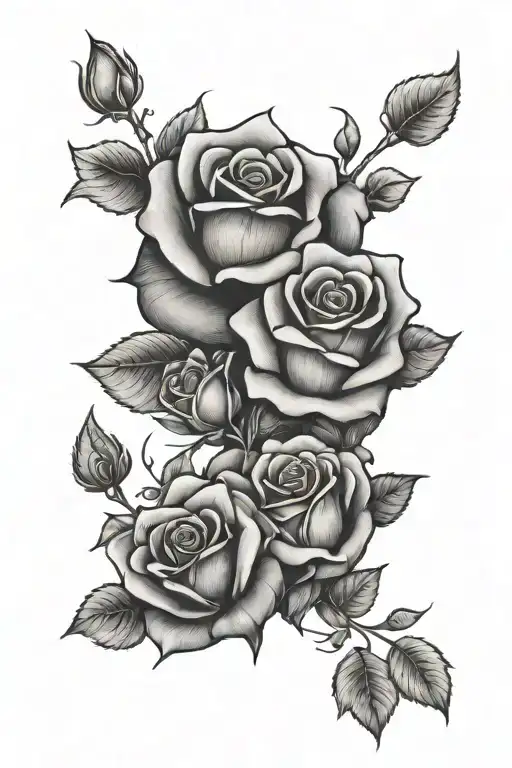 3 Hearts Different Sizes And A Piercing Rose Growing Through It