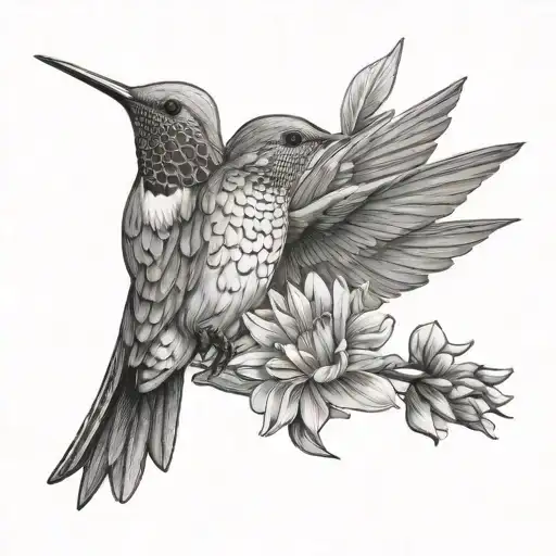 Aster And Hummingbird Hovering