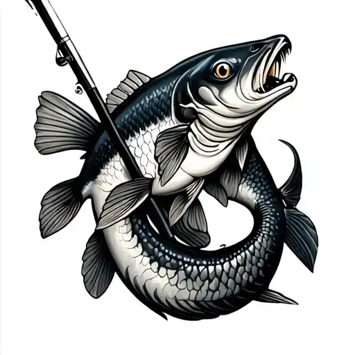 Fishing Pole And Catfish