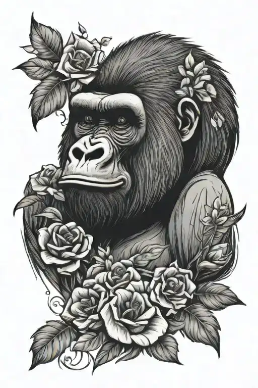 Gorilla Amoking With Flowers