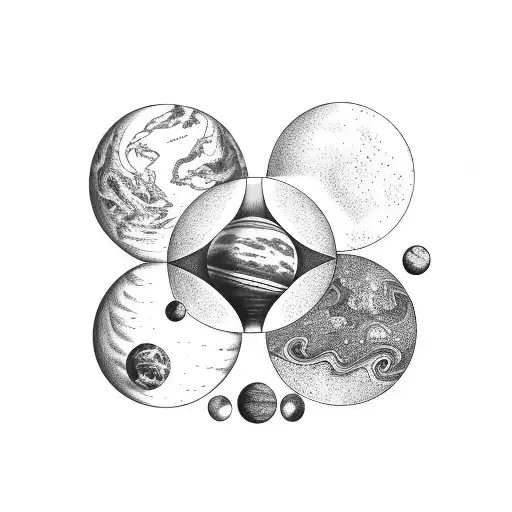 Planets Orbiting Around A Giant Tree In Space