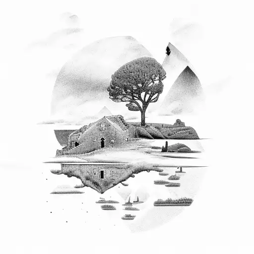 English Landscape With Pisces Theme