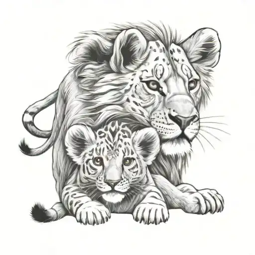 Baby Lion And Mum Lion Only